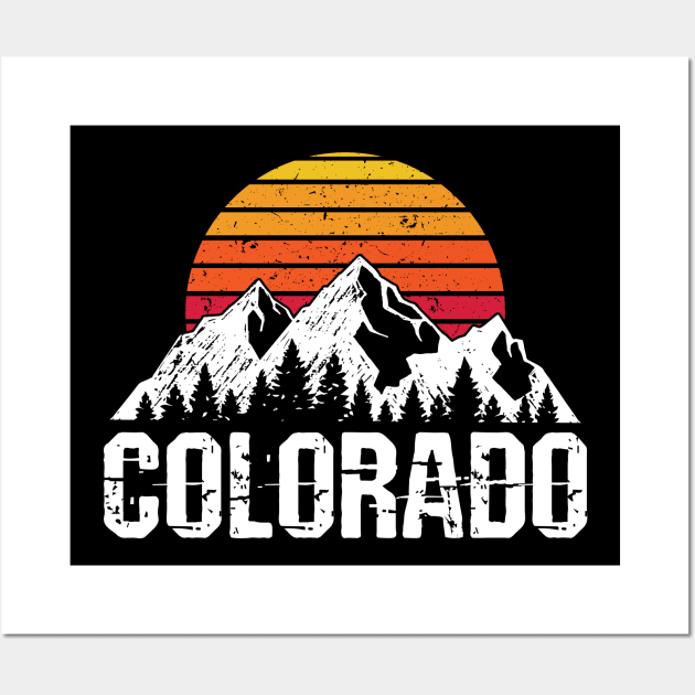 Retro Vintage Colorado Mountain & Sun Wall Art by Dr_Squirrel